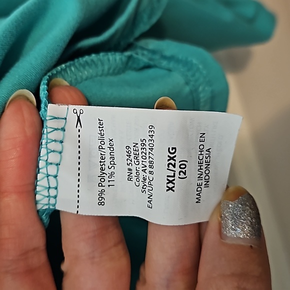 Avia Green Long Sleeve Top with White Stripes - Picture 3 of 5